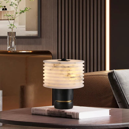 LuxRoyale  Natural Alabaster Table Lamp, Dimmable LED Desk Light for Bedroom Decor