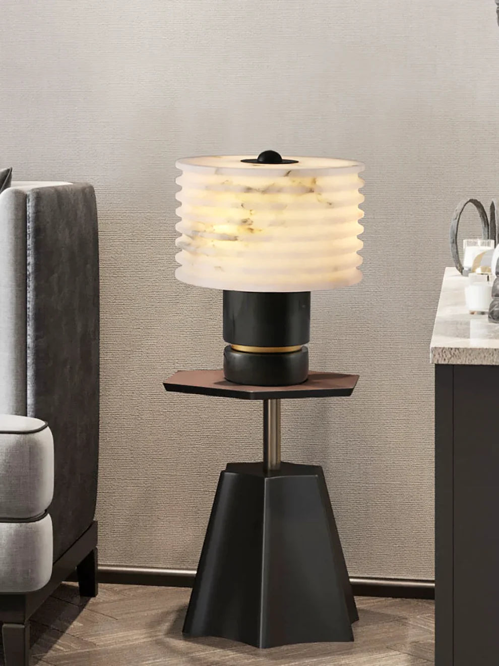 LuxRoyale  Natural Alabaster Table Lamp, Dimmable LED Desk Light for Bedroom Decor