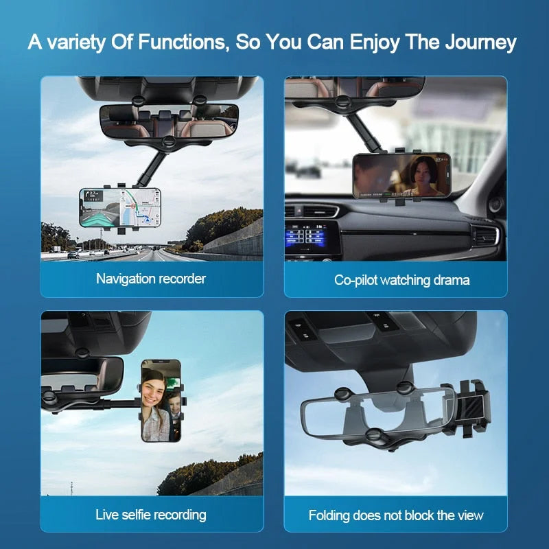 Royaleva 360° Rotating Multifunctional Car Mirror Phone Holder