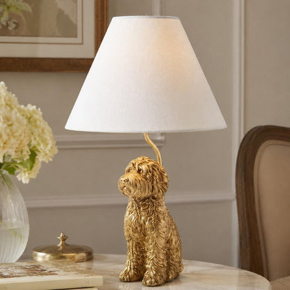 LuxRoyale Golden Doodle Dog Table Lamp - Elegant Resin Puppy Accent Light-Royale Basic