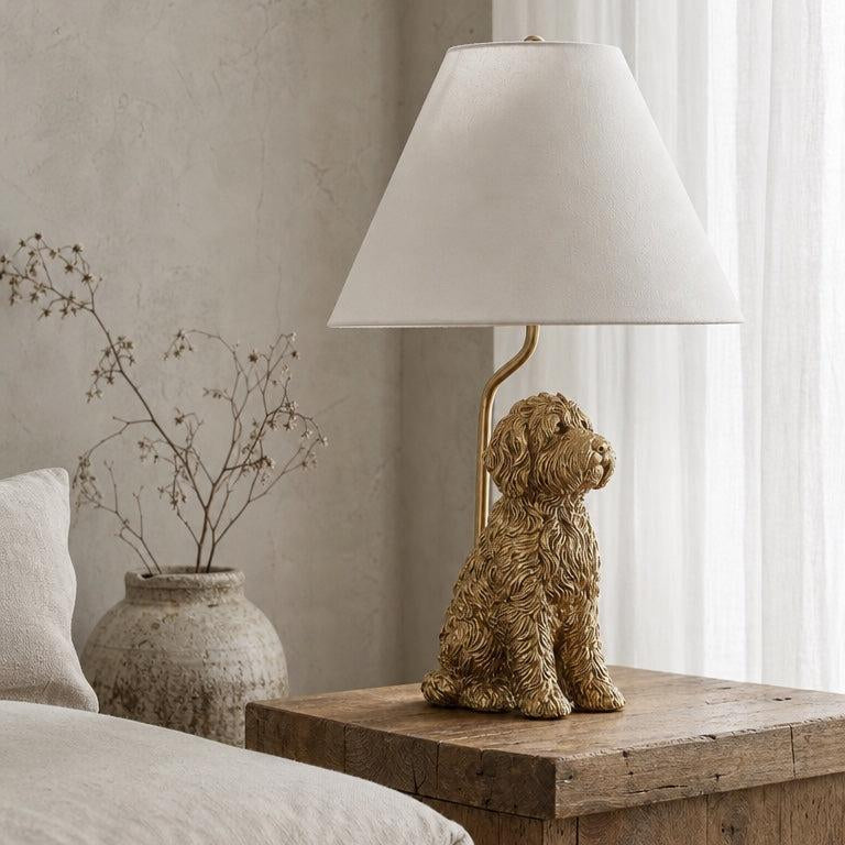 LuxRoyale Golden Doodle Dog Table Lamp - Elegant Resin Puppy Accent Light-Royale Basic