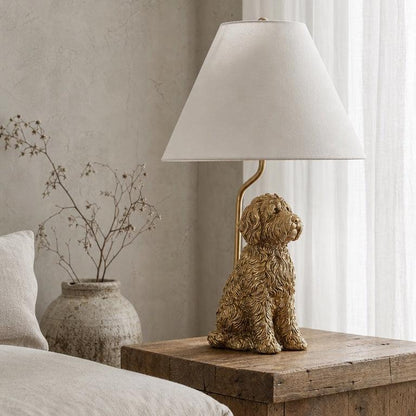 LuxRoyale Golden Doodle Dog Table Lamp - Elegant Resin Puppy Accent Light-Royale Basic