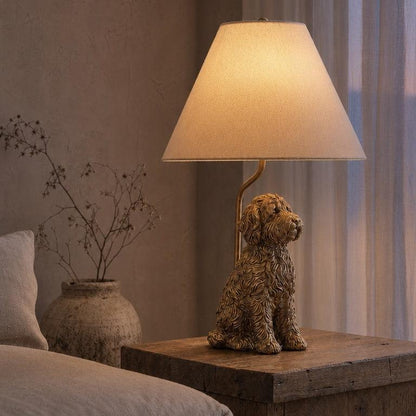 LuxRoyale Golden Doodle Dog Table Lamp - Elegant Resin Puppy Accent Light-Royale Basic