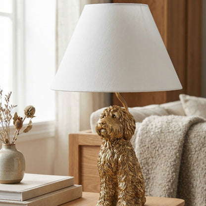 LuxRoyale Golden Doodle Dog Table Lamp - Elegant Resin Puppy Accent Light-Royale Basic