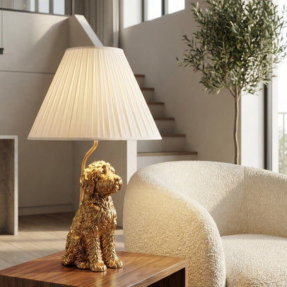 LuxRoyale Golden Doodle Dog Table Lamp - Elegant Resin Puppy Accent Light-Royale Basic