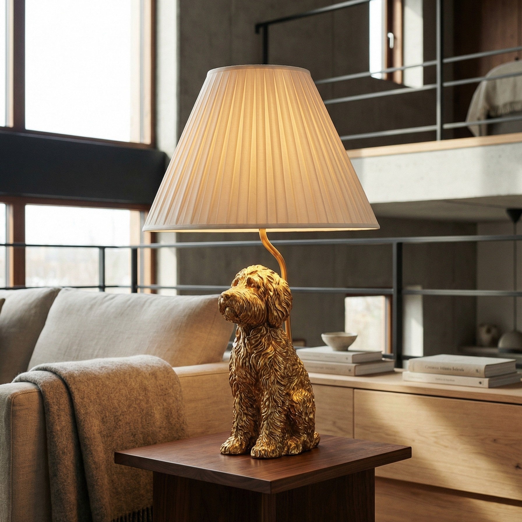 LuxRoyale Golden Doodle Dog Table Lamp - Elegant Resin Puppy Accent Light-Royale Basic
