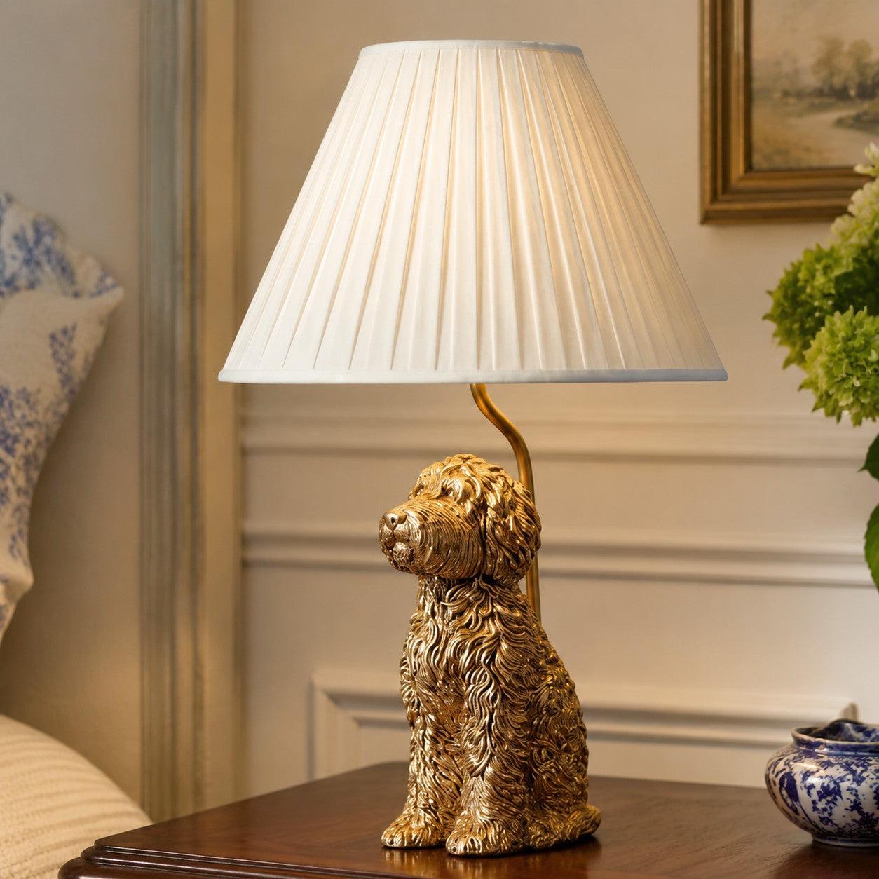 LuxRoyale Golden Doodle Dog Table Lamp - Elegant Resin Puppy Accent Light-Royale Basic