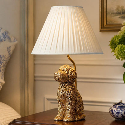 LuxRoyale Golden Doodle Dog Table Lamp - Elegant Resin Puppy Accent Light-Royale Basic
