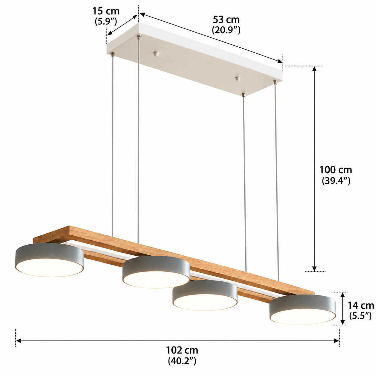 RoyaleGlow Modern Bird Linear Wood Chandelier LED Pendant Light