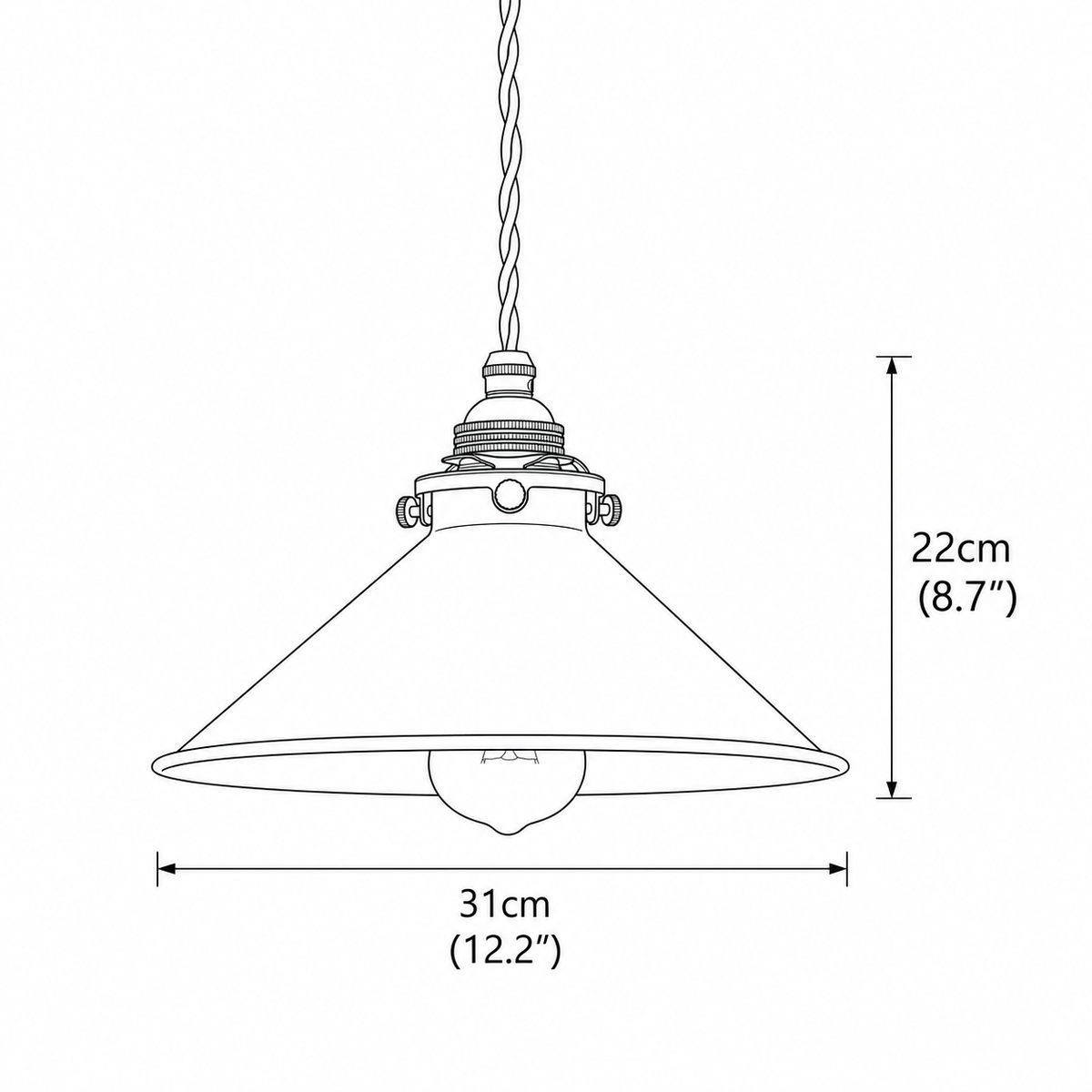 RoyaleGlow Industrial Vintage Conical Iron Pendant Lamp