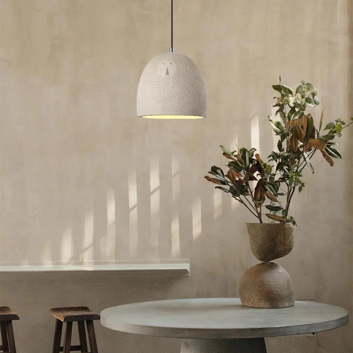 Royelux Japanese Wabi-Sabi Textured Resin Pendant Light – Artisan Hanging Ceiling Lamp