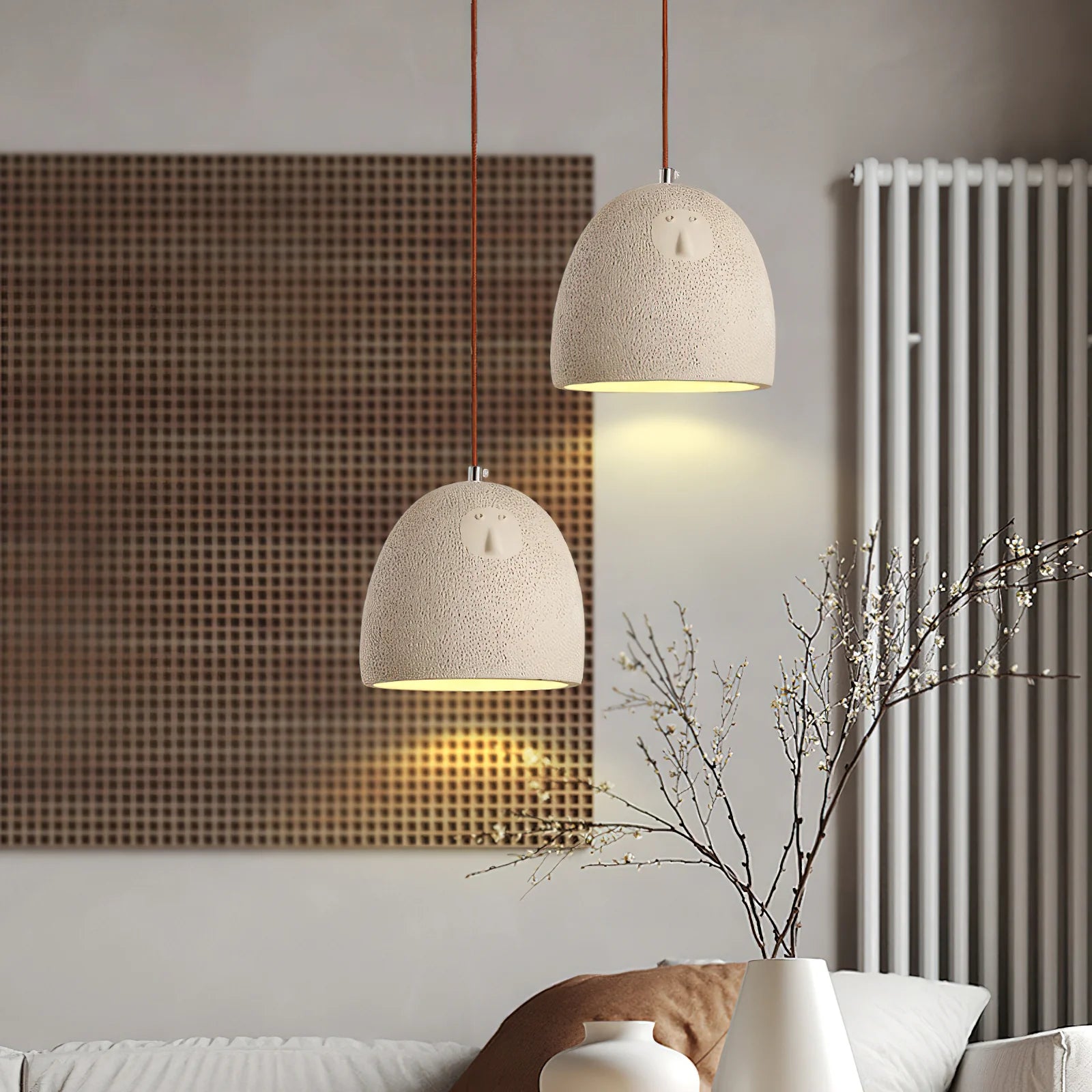 Royelux Japanese Wabi-Sabi Textured Resin Pendant Light – Artisan Hanging Ceiling Lamp