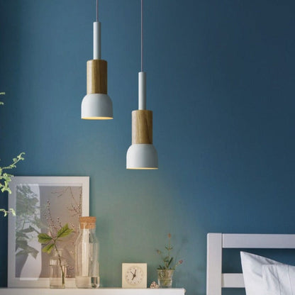 Pendant Light Aluminum Wood E27 Adjustable 36 Inch Cord Dome