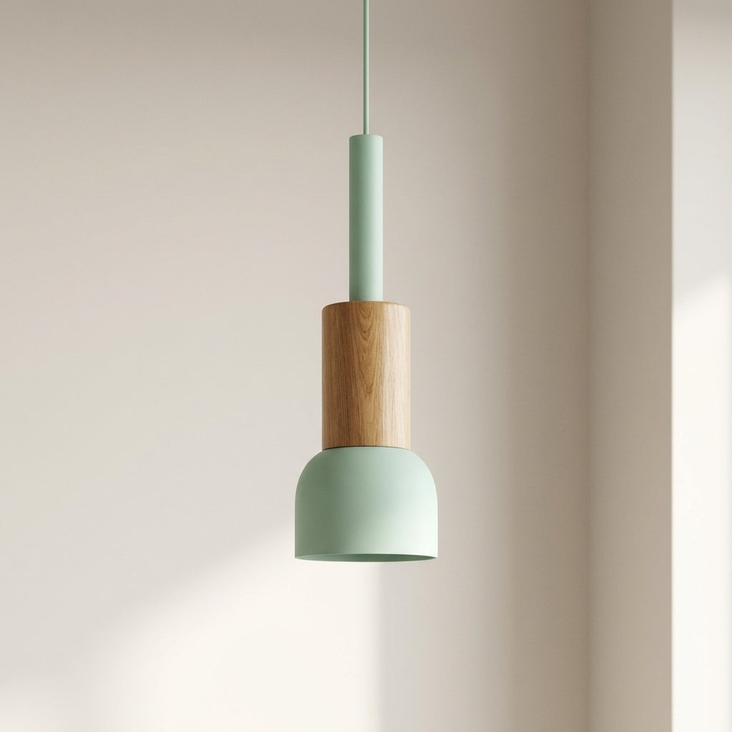 Pendant Light Aluminum Wood E27 Adjustable 36 Inch Cord Dome