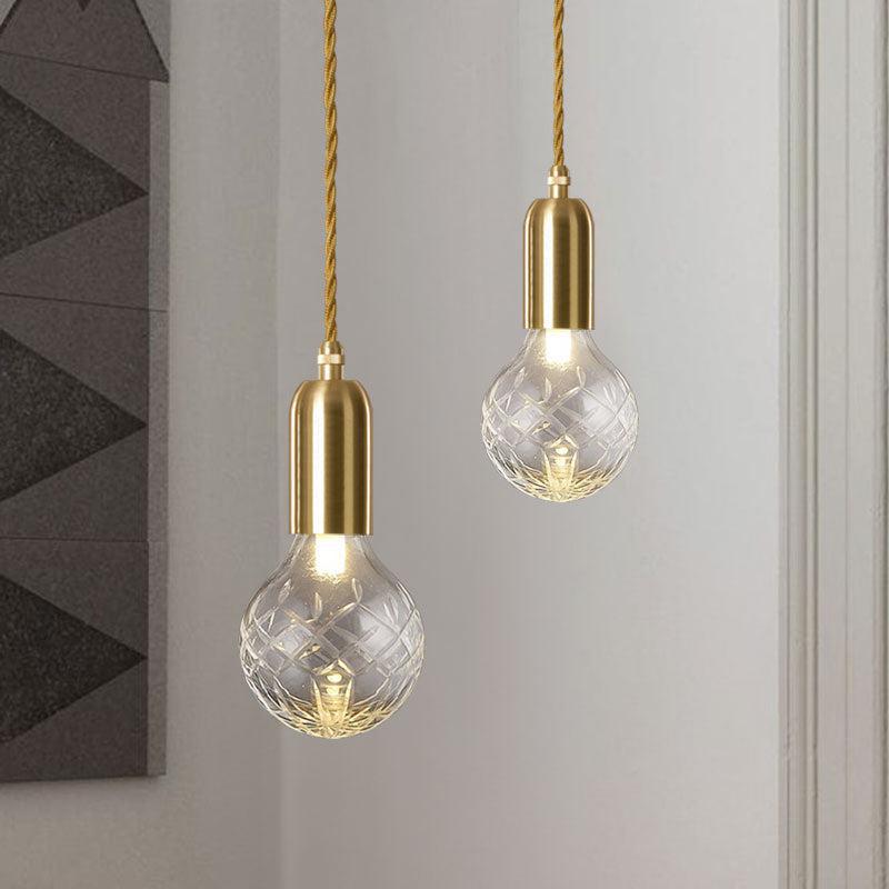 Pendant Light Gold Iron Finish Glass Shade G9 Base 10W 220V 48in Cord Adjustable