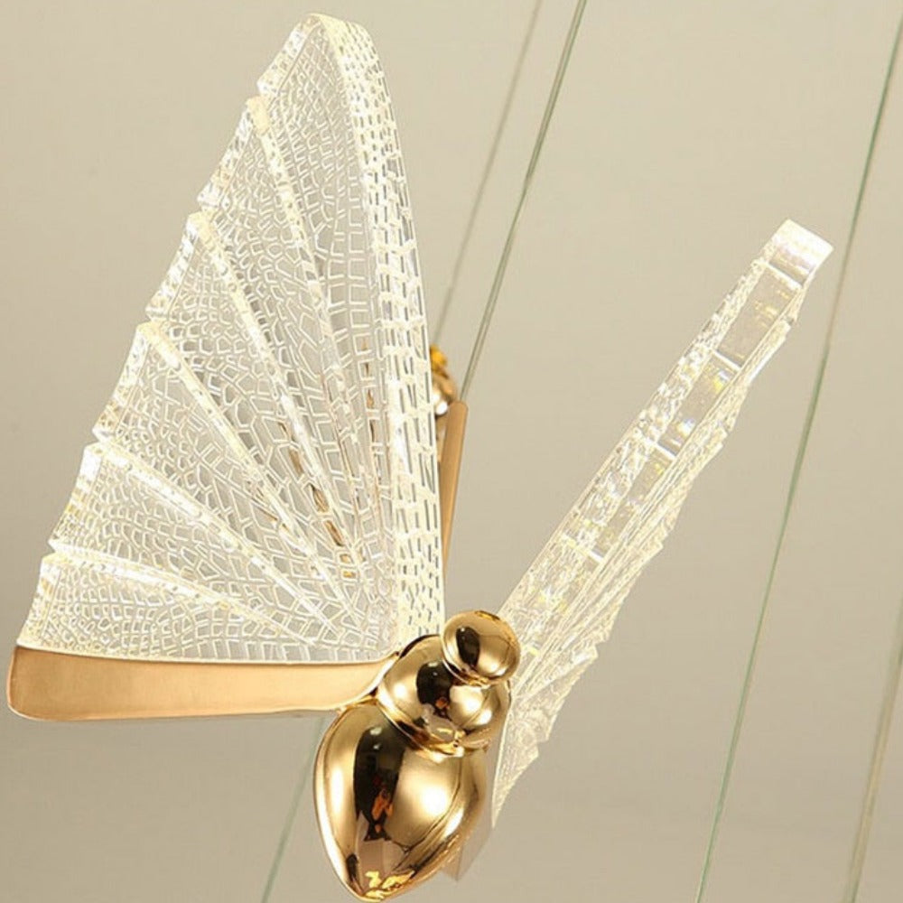 Royallure Butterfly Pendant Hanging Light Lamp Chandelier - Golden small 200cm*22cm*17cm / Warm light