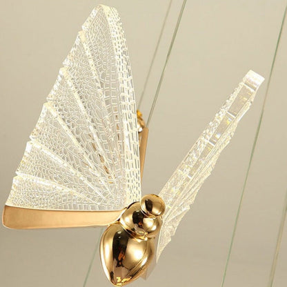 Royallure Butterfly Pendant Hanging Light Lamp Chandelier - Golden small 200cm*22cm*17cm / Warm light