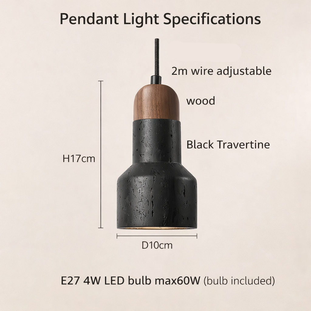 LuxRoyale Modern Walnut Cap Pendant Light Matte Black Finish for Kitchen Island