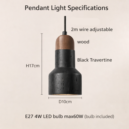 LuxRoyale Modern Walnut Cap Pendant Light Matte Black Finish for Kitchen Island