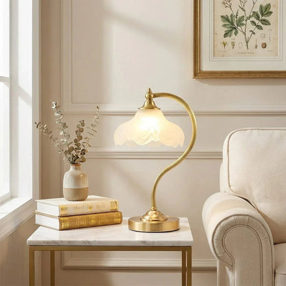 Petal Glow Brass & Glass Table Lamp 0