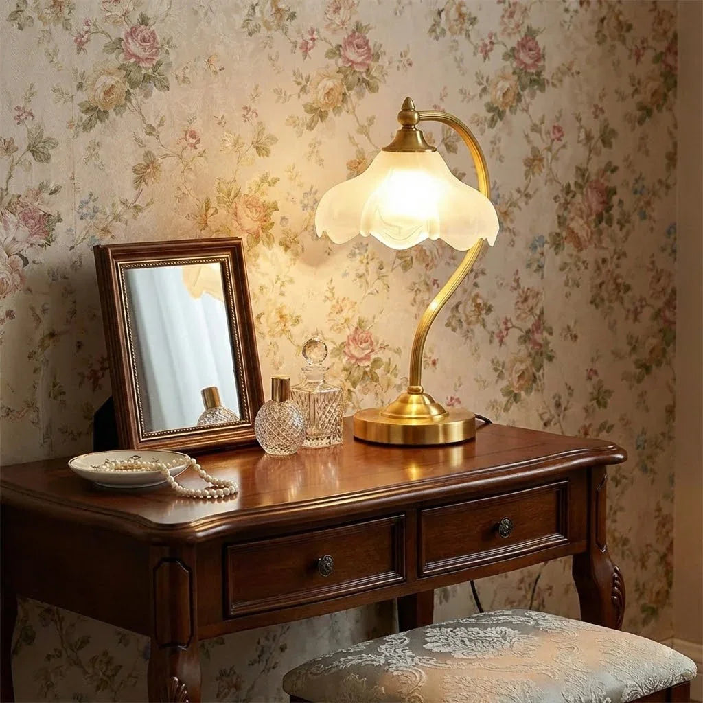 Petal Glow Brass & Glass Table Lamp 1
