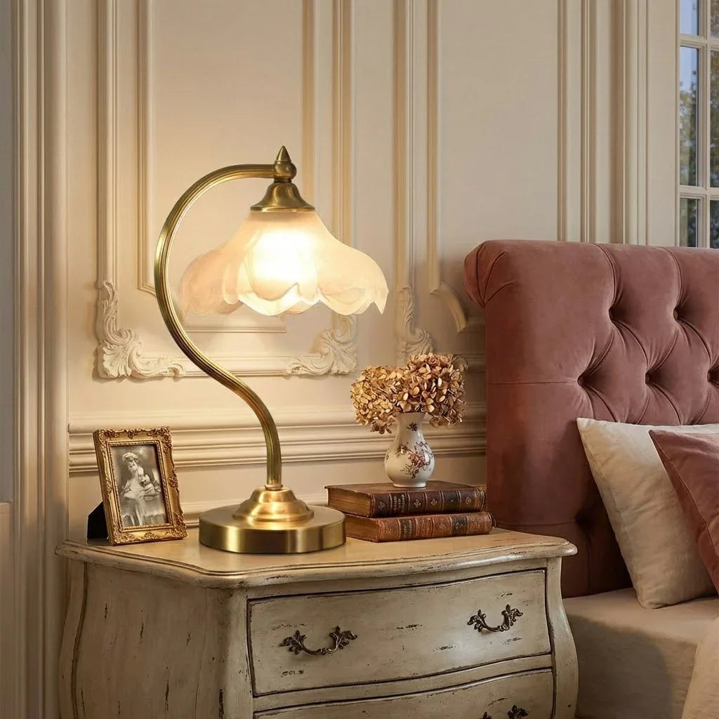 Petal Glow Brass & Glass Table Lamp 3