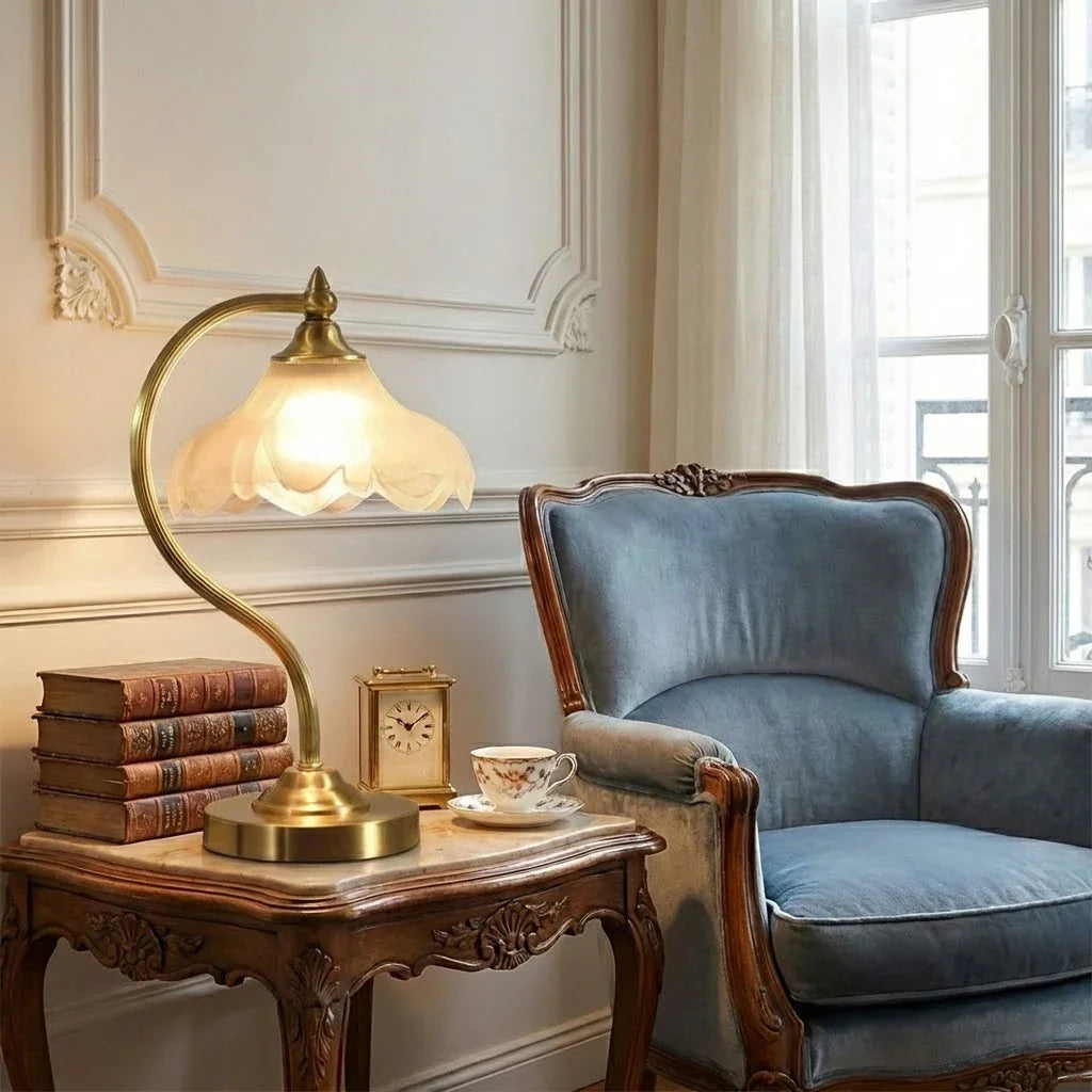 Petal Glow Brass & Glass Table Lamp 4