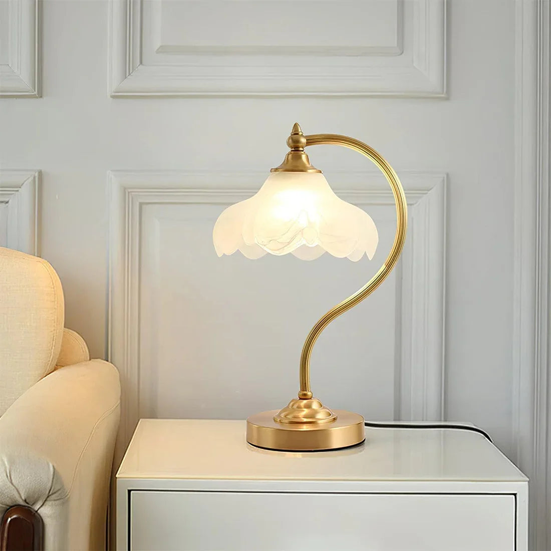Petal Glow Brass & Glass Table Lamp 7
