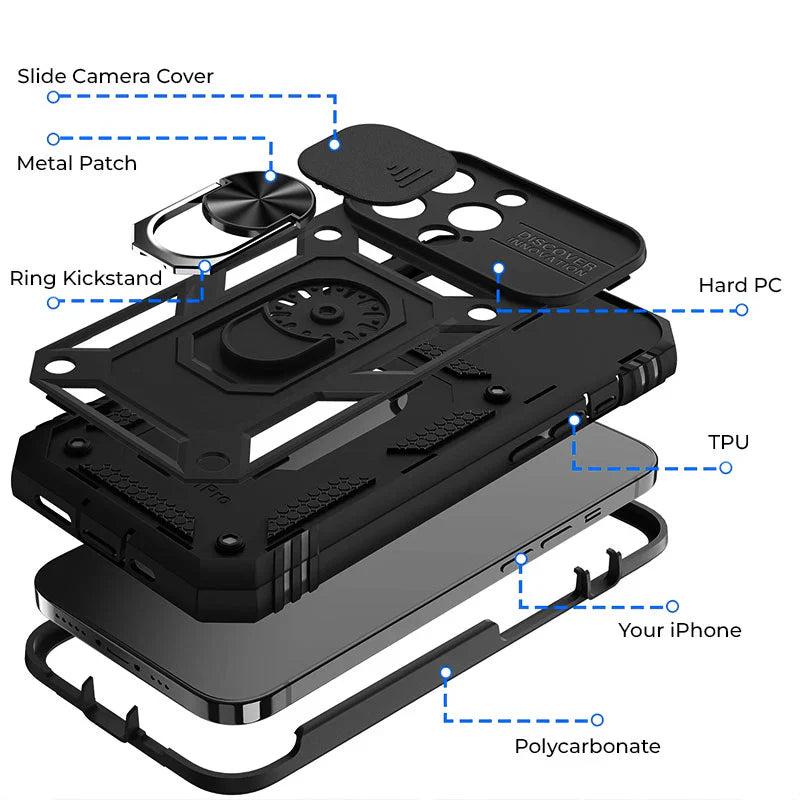 Royaleva Magnetic Phone Case with Kickstand and Camera Cover