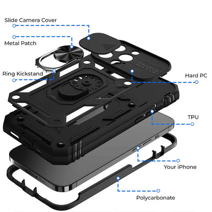 Royaleva Magnetic Phone Case with Kickstand and Camera Cover