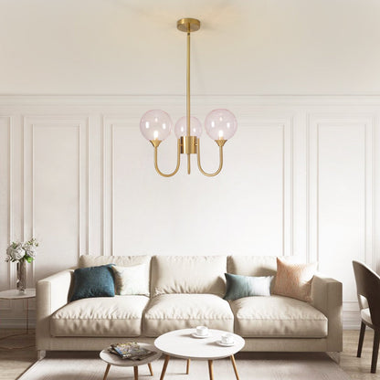 Pink Bubble Gold Chandelier, Modern Glass Sputnik Ceiling Light 0
