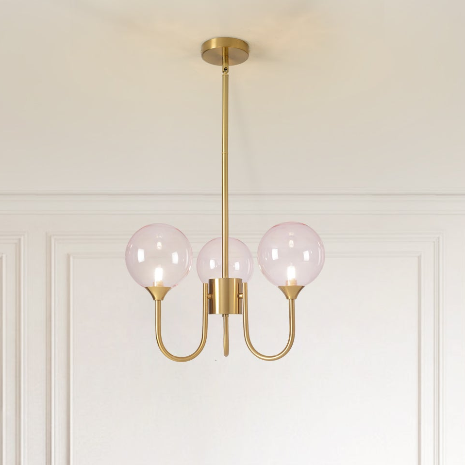 Royelux Pink Bubble Chandelier Mid Century Modern Glass Pendant Light