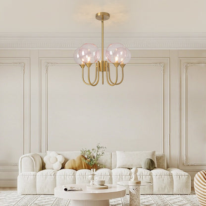 Pink Bubble Gold Chandelier, Modern Glass Sputnik Ceiling Light 2