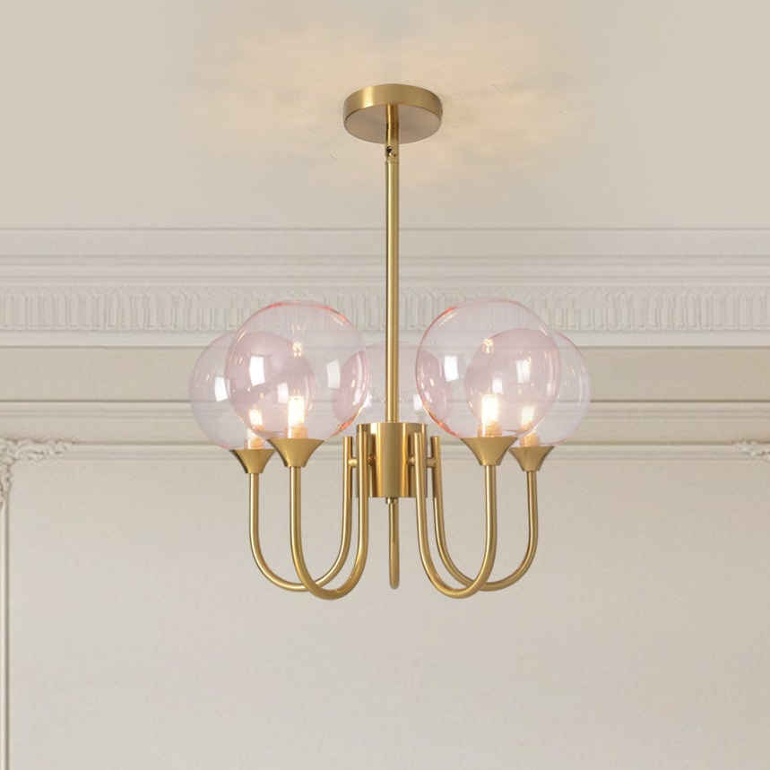 Royelux Pink Bubble Chandelier Mid Century Modern Glass Pendant Light