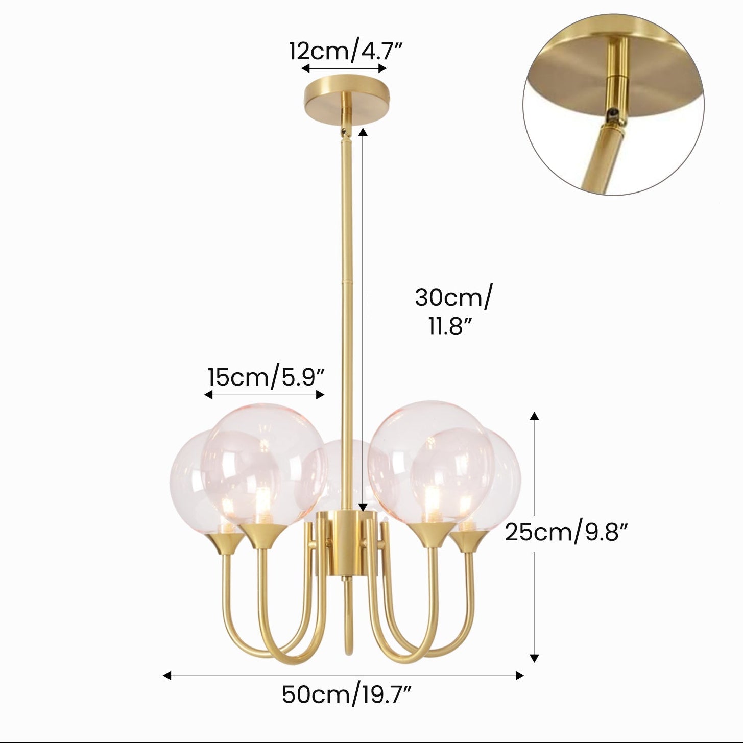 Pink Bubble Gold Chandelier, Modern Glass Sputnik Ceiling Light 3