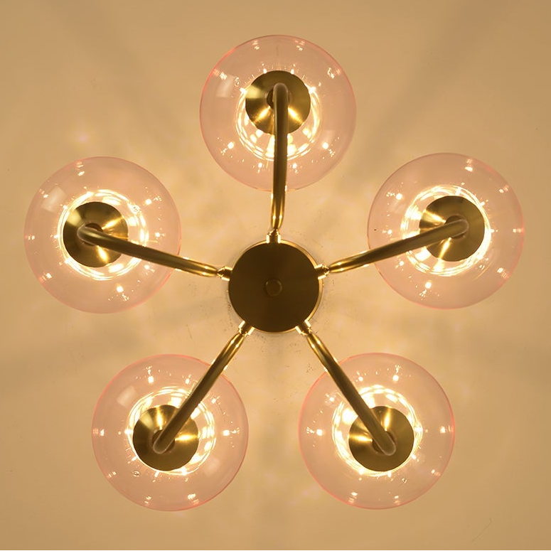 Royelux Pink Bubble Chandelier - Mid Century Modern Glass Pendant Light