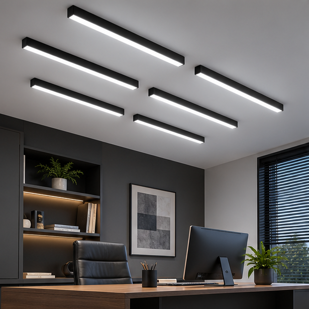 RoyaleGlow 47 Inch Modern LED Linear Pendant Light for Office & Commercial Spaces