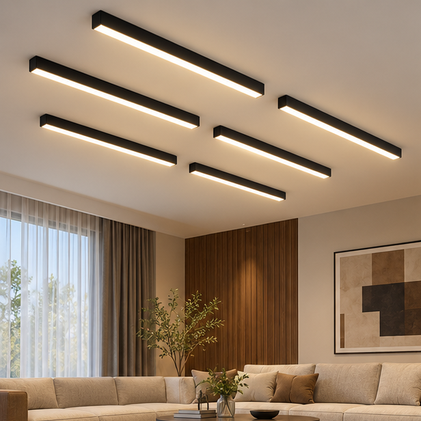 RoyaleGlow 47 Inch Modern LED Linear Pendant Light for Office & Commercial Spaces