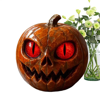 Pumpkin Desk Ornament Halloween Pumpkin Statue Red-Eyed Showcase Figurines for Desktop Mantel Dining Table Entryway 4