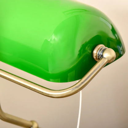 RoyaleGlow Antique Bankers Table Lamp - Acrylic Shade Desk Light with Pull Switch