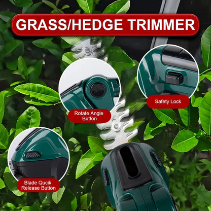 Royaleva Cordless Hedge Trimmer 2-in-1 with Dual Battery