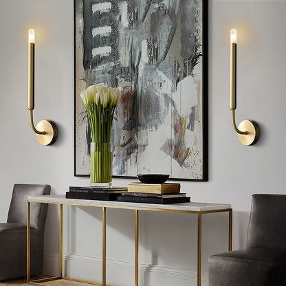 RoyaleGlow Mid-Century Modern Brass Wall Sconce - Elegant G4 LED Sconce for Hallways