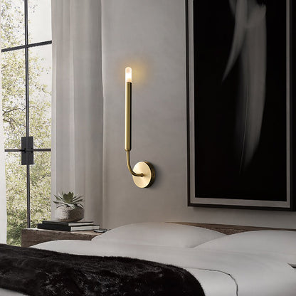 RoyaleGlow Mid-Century Modern Brass Wall Sconce - Elegant G4 LED Sconce for Hallways