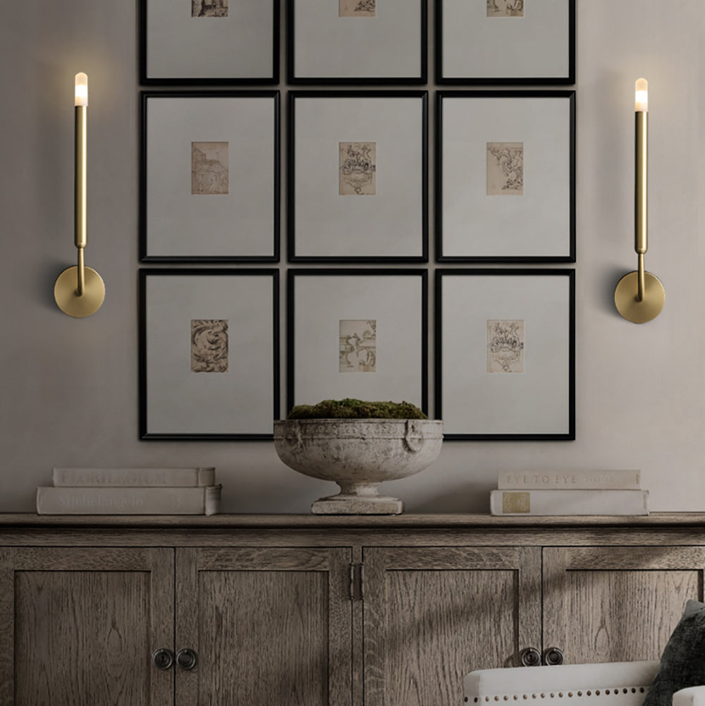 RoyaleGlow Mid-Century Modern Brass Wall Sconce - Elegant G4 LED Sconce for Hallways