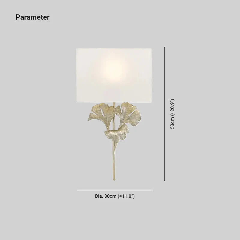 Lumora Palmette Wall Sconce Brass Finish With Fabric Shade Luxury Gilded Leaf Design