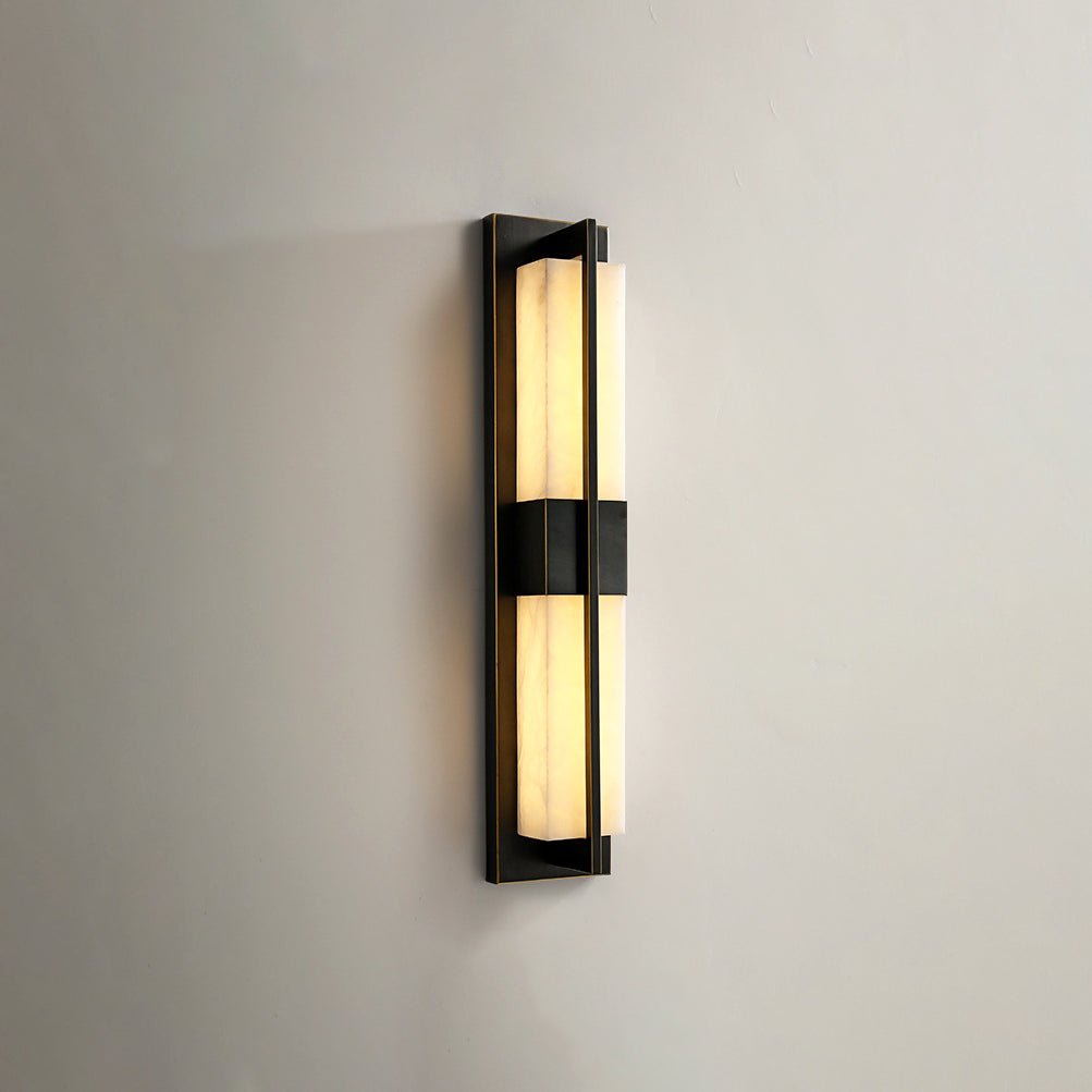 Royelux Modern Alabaster Brass Wall Sconce - Elegant Rectangular LED Lighting for Home