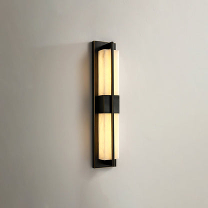 Royelux Modern Alabaster Brass Wall Sconce - Elegant Rectangular LED Lighting for Home