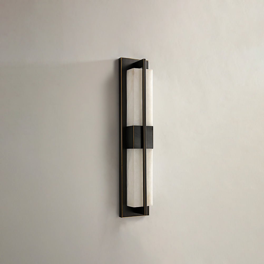 Royelux Modern Alabaster Brass Wall Sconce - Elegant Rectangular LED Lighting for Home