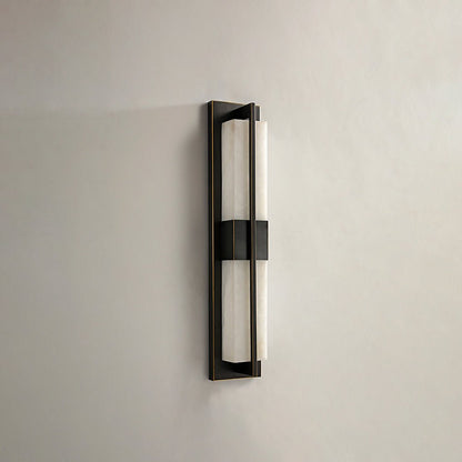 Royelux Modern Alabaster Brass Wall Sconce - Elegant Rectangular LED Lighting for Home