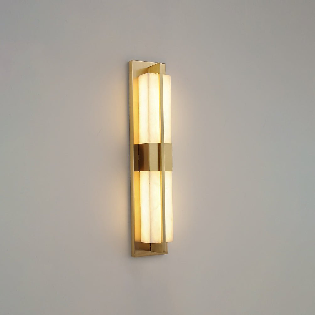 Royelux Modern Alabaster Brass Wall Sconce - Elegant Rectangular LED Lighting for Home